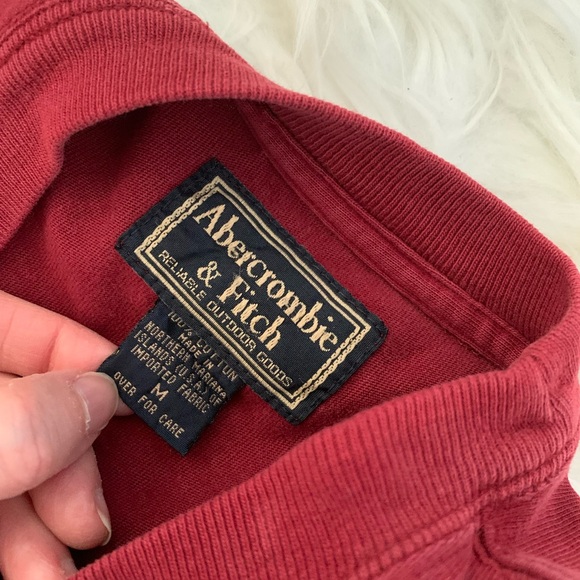 Vintage Men’s Abercrombie & Fitch Maroon Red Long Sleeve Shirt - Picture 3 of 4